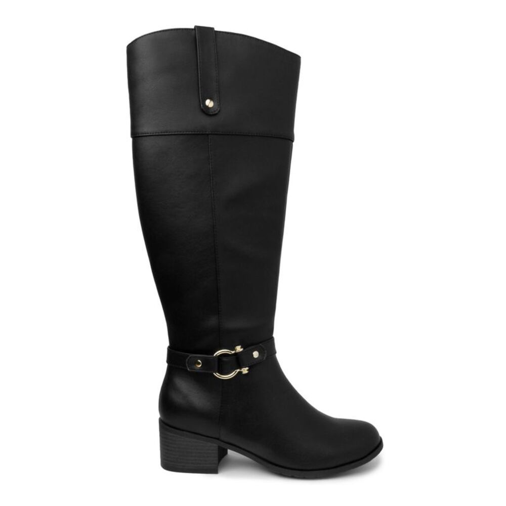 KAREN SCOTT Womens Black Stretch Round Toe Block Heel Zip-Up Heeled Boots 7